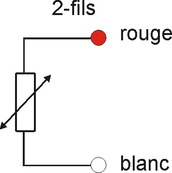 Couleur du câble pour raccordement 1xPt100-2 fils Image Couleur du câble 1xPt100-2 fils