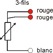 Couleur du câble pour raccordement 1xPt100-3 fils Image Couleur du câble 1xPt100-3 fils