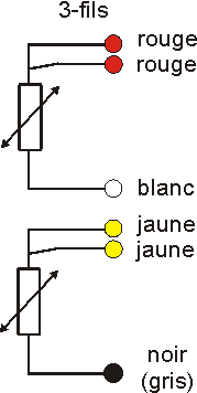 Couleur du câble pour raccordement 2xPt100-3 fils Image Couleur du câble 2xPt100-3 fils
